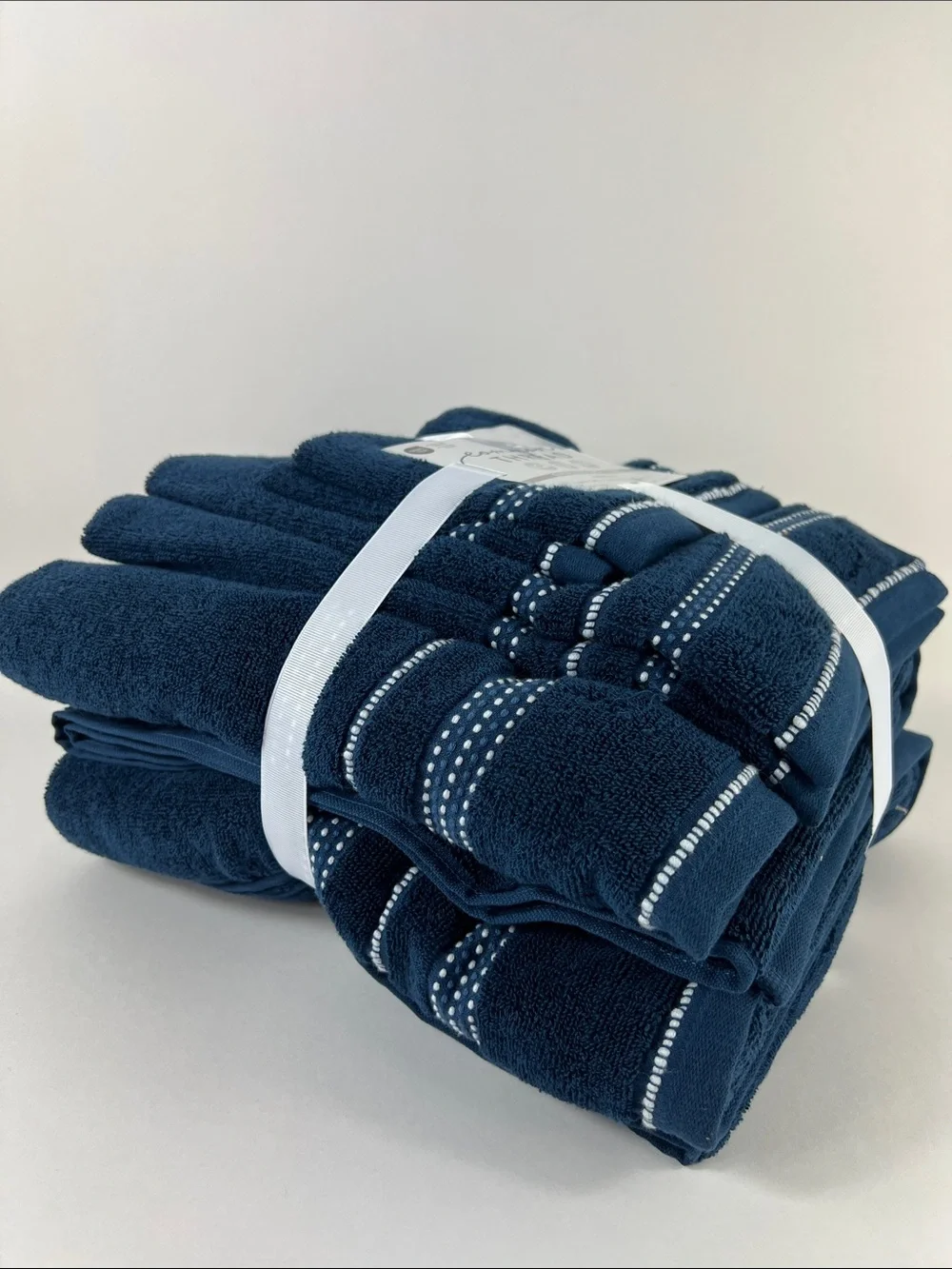 Common Thread Oversized Bath Towel Set Navy Soft Cotton Quick Dry 6 Pc Set NEW